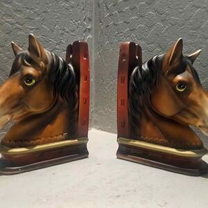 Ceramic Vintage Horse Head Bookends 6"x5"